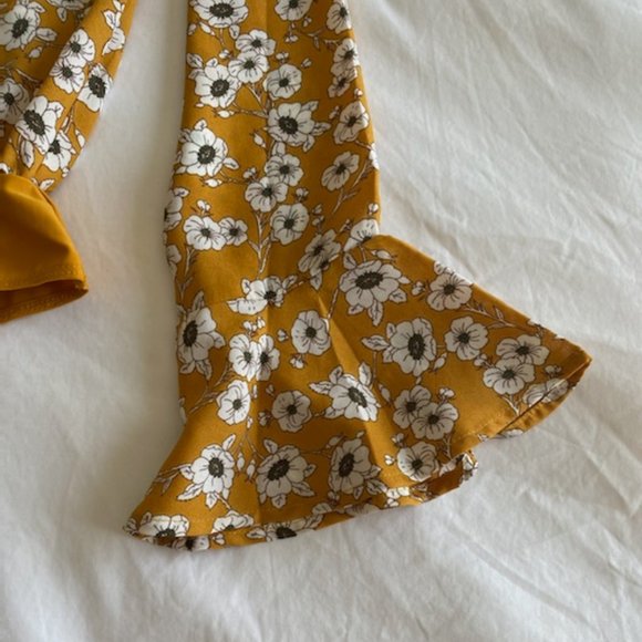 Sadie & Sage Mustard Yellow Floral Ruffle Bodysuit - Picture 5 of 5